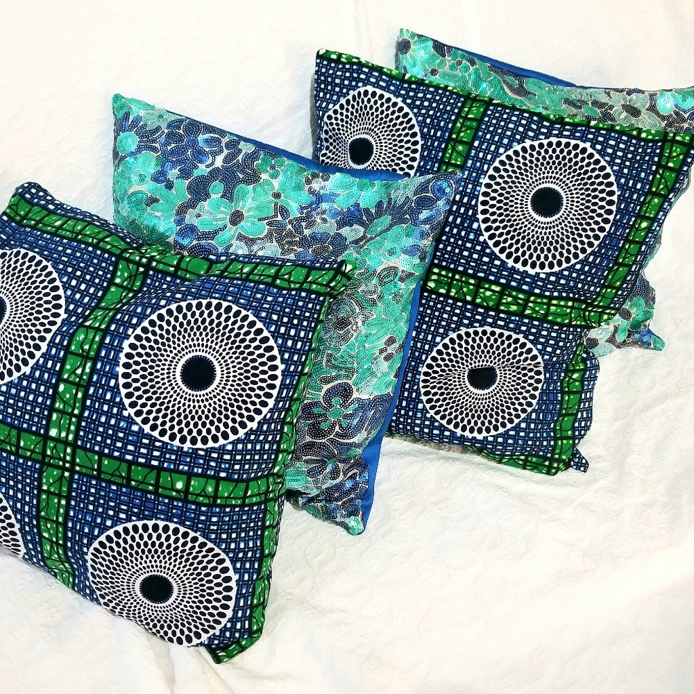 Sequined & Tribal Print Accent Pillow Cases
